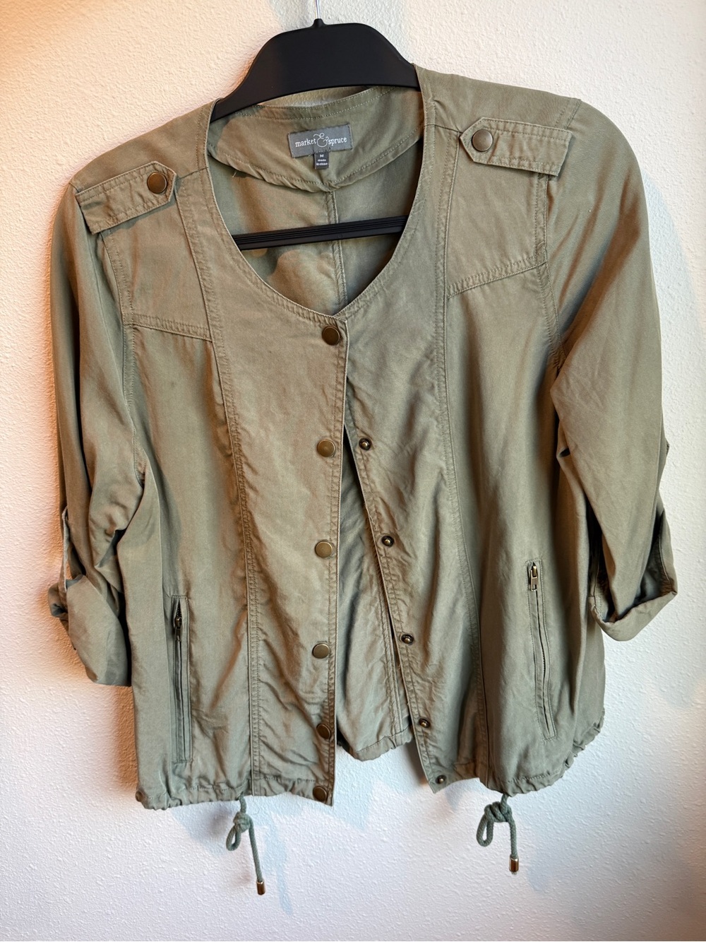 Market & Spruce Olive-Green Utility Jacket for Women